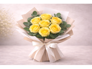 Buchet 7 trandafiri galbeni